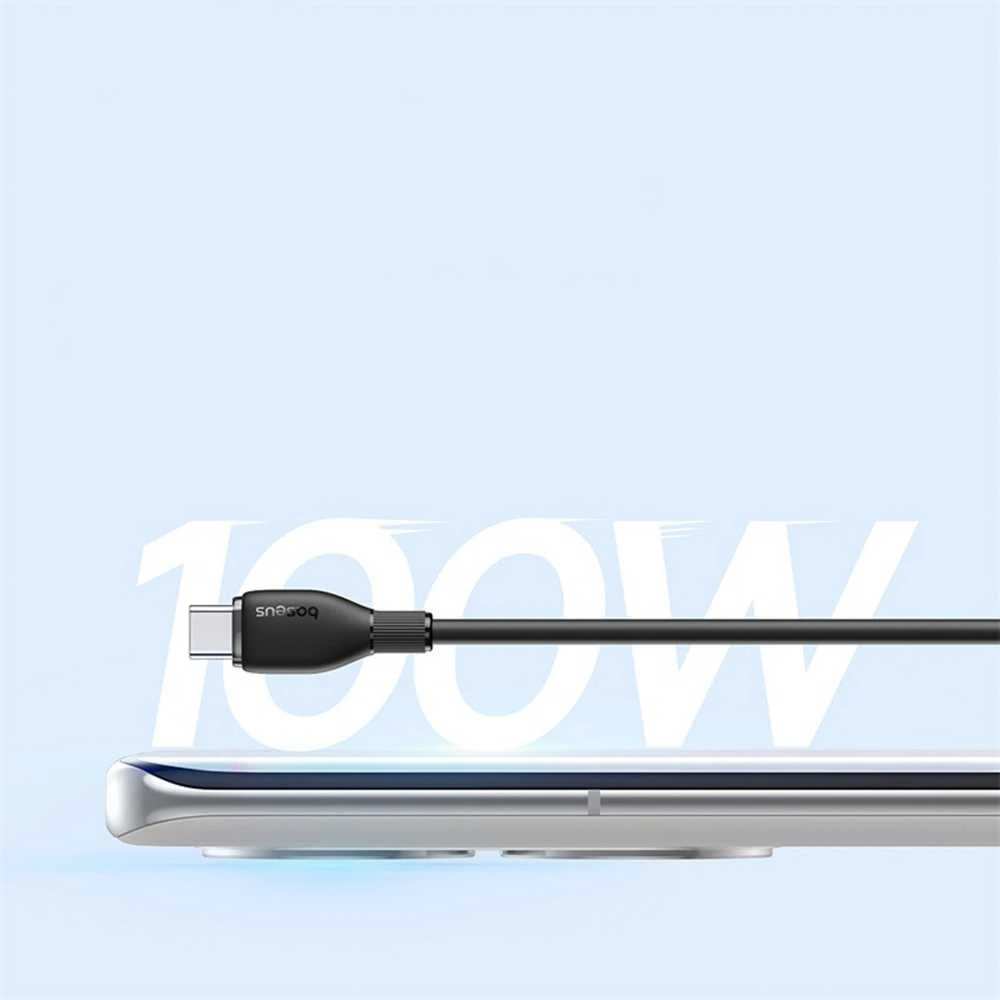 Baseus Pudding serijos 100W USB-A - USB-C kabelis 2m - Juodas