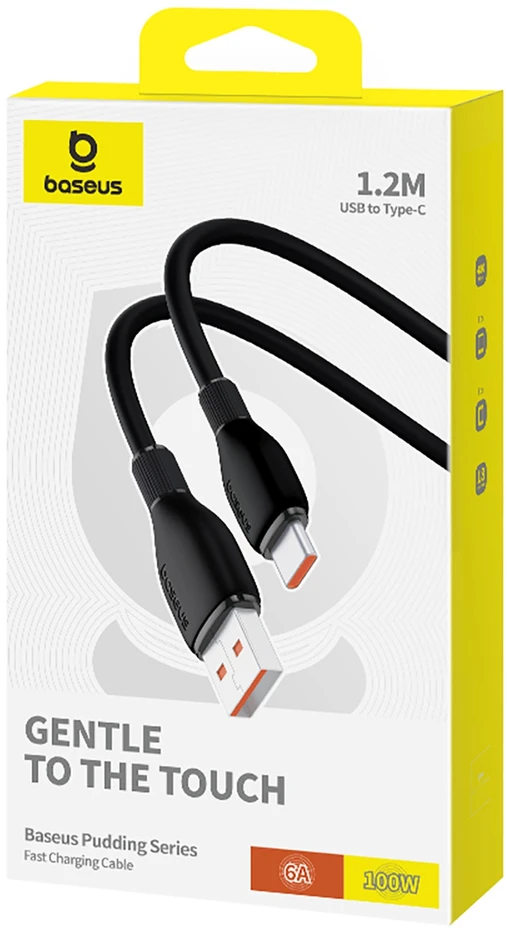 Baseus Pudding 100W USB-A – USB-C kabelis, 1,2 m – juodas