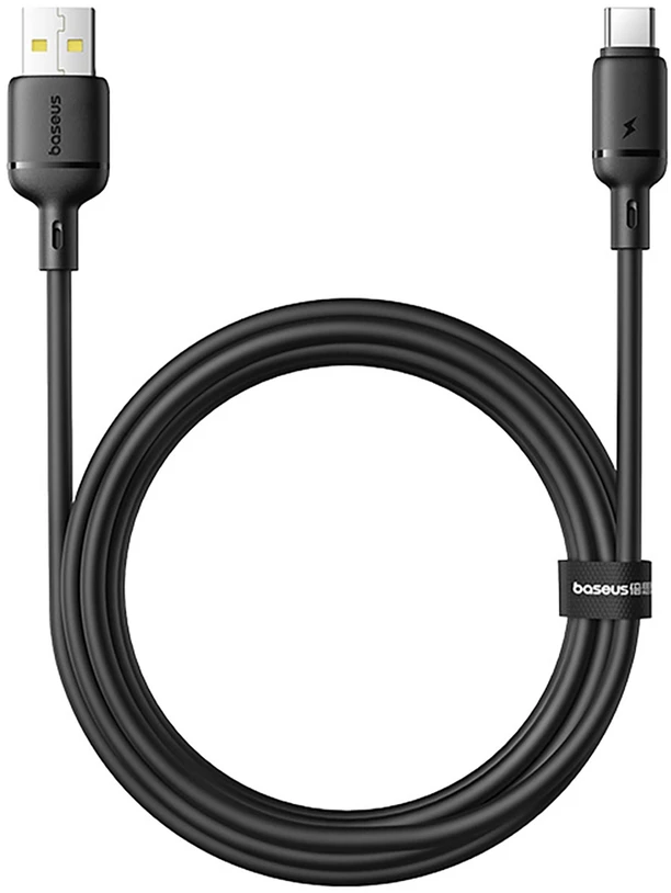 Baseus Silky 3A USB-A – USB-C kabelis 1 m – juodas