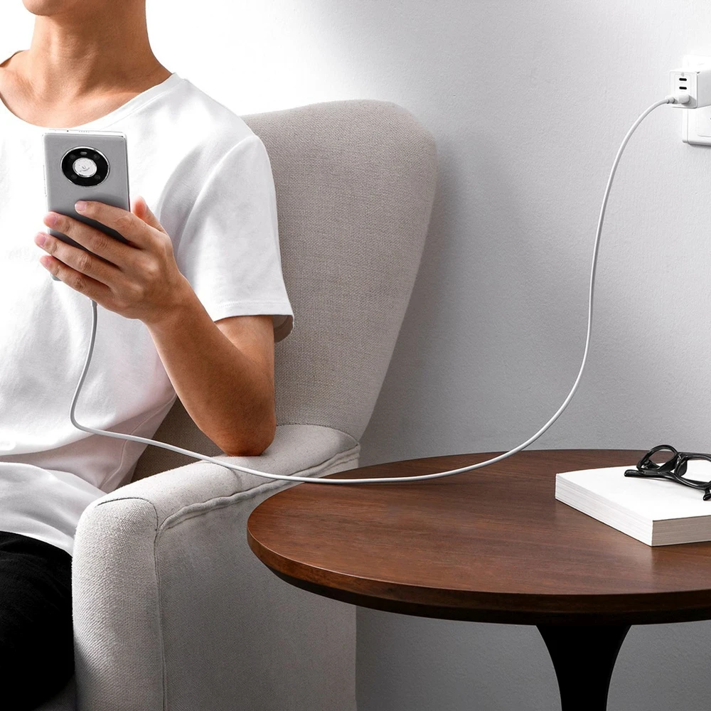 USB laidas per USB-C Baseus Superior 100 W 1.5 m (baltas)