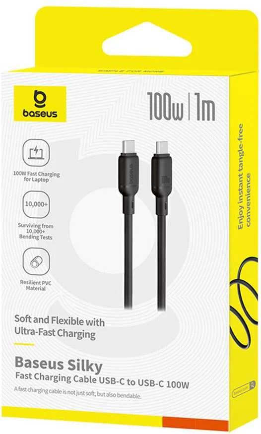 Baseus Silky Şarj Kablo TYPE-C-C 1m-Syh USB cable USB C Juodas
