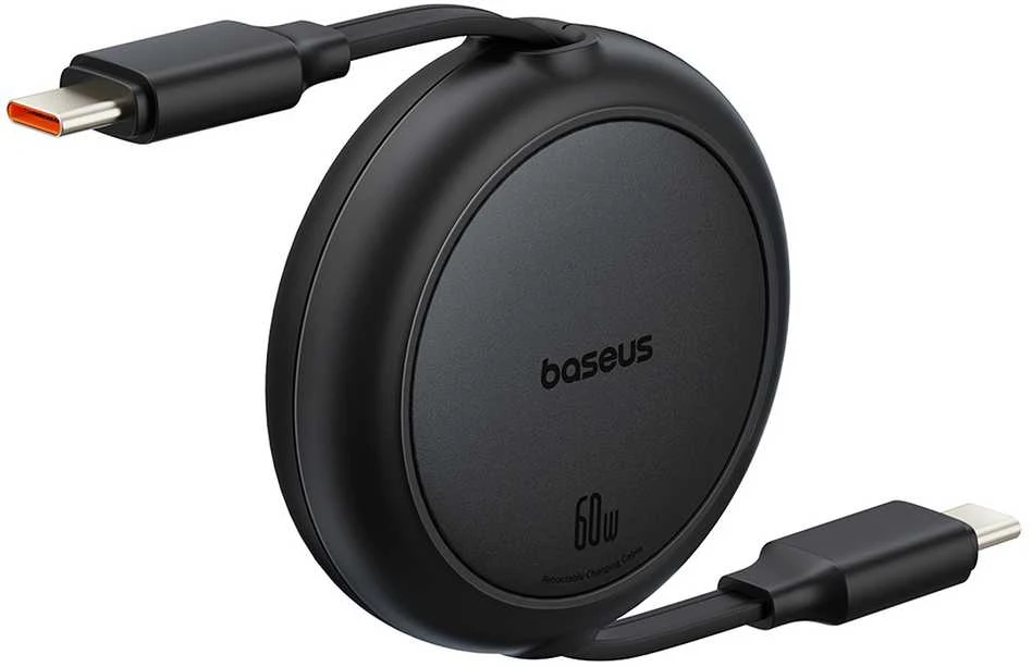 Baseus Free2Pull Mini USB-C į USB-C USB laidas, 60 W, 1, (juodas)