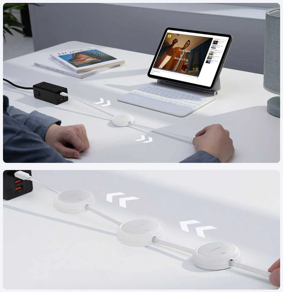 Baseus Free2Pull Mini USB-C į USB-C USB laidas, 60 W, 1, (balta)