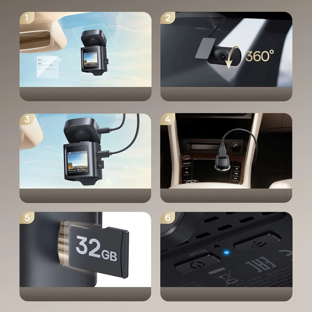 Baseus PrimeTrip VD1 Pro Car DVR 4K+1080p with Baterija - Juodas