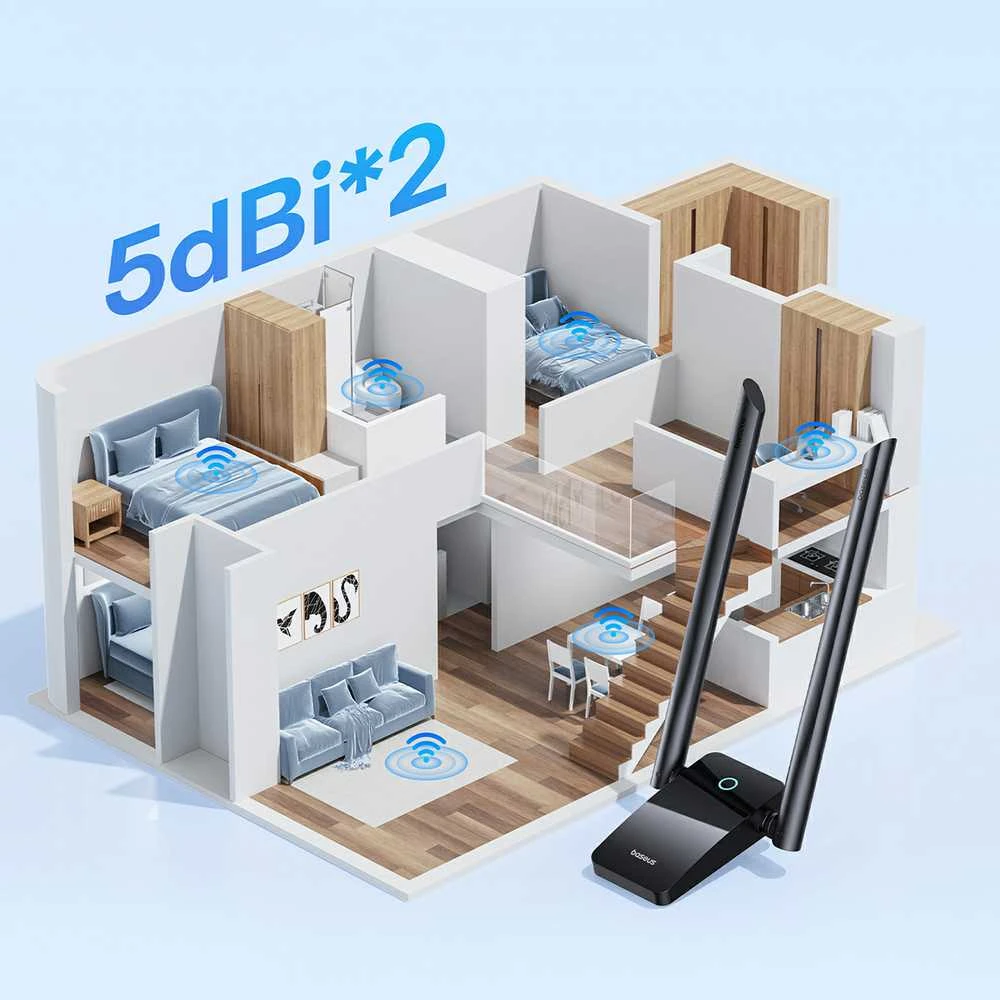 Adapteris WiFi Baseus FastJoy 1800Mbps (juodas)
