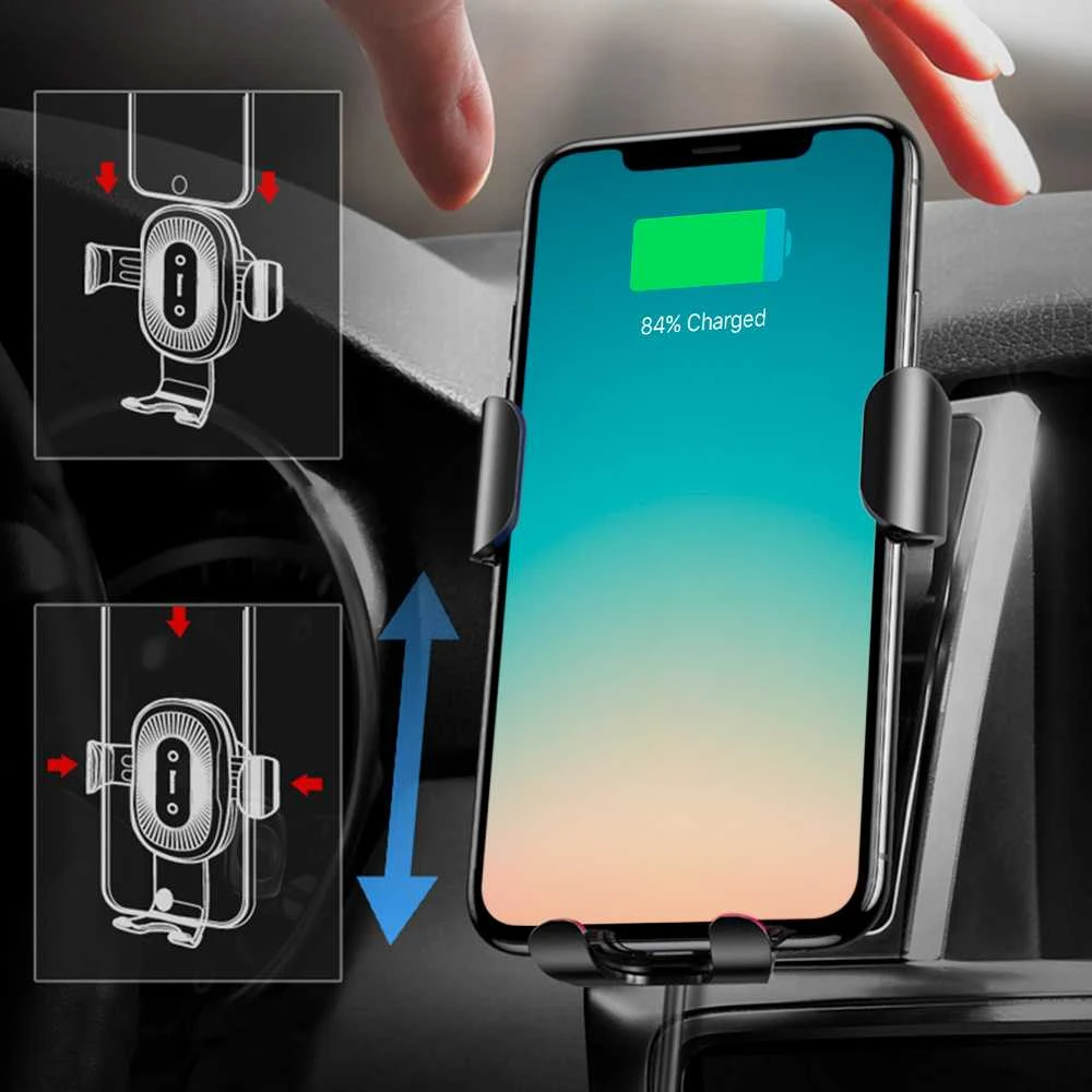 Baseus Gravity automobilinis laikiklis su belaidžiu Qi įkrovimu - Juodas