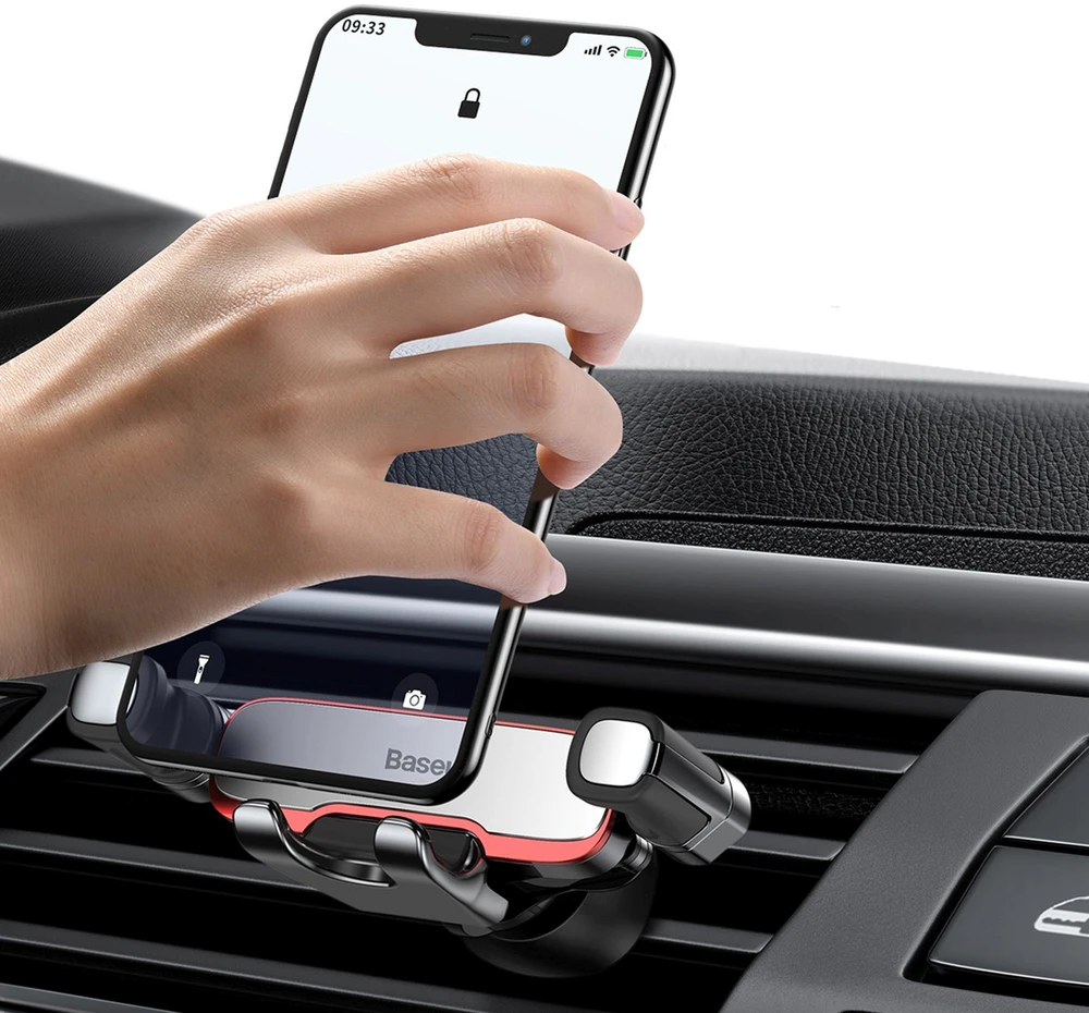 Automobilinis universalus telefono laikiklis Baseus (SUYL-HU0S) tvirtinamas ant ventiliacijos grotelių sidabrinis