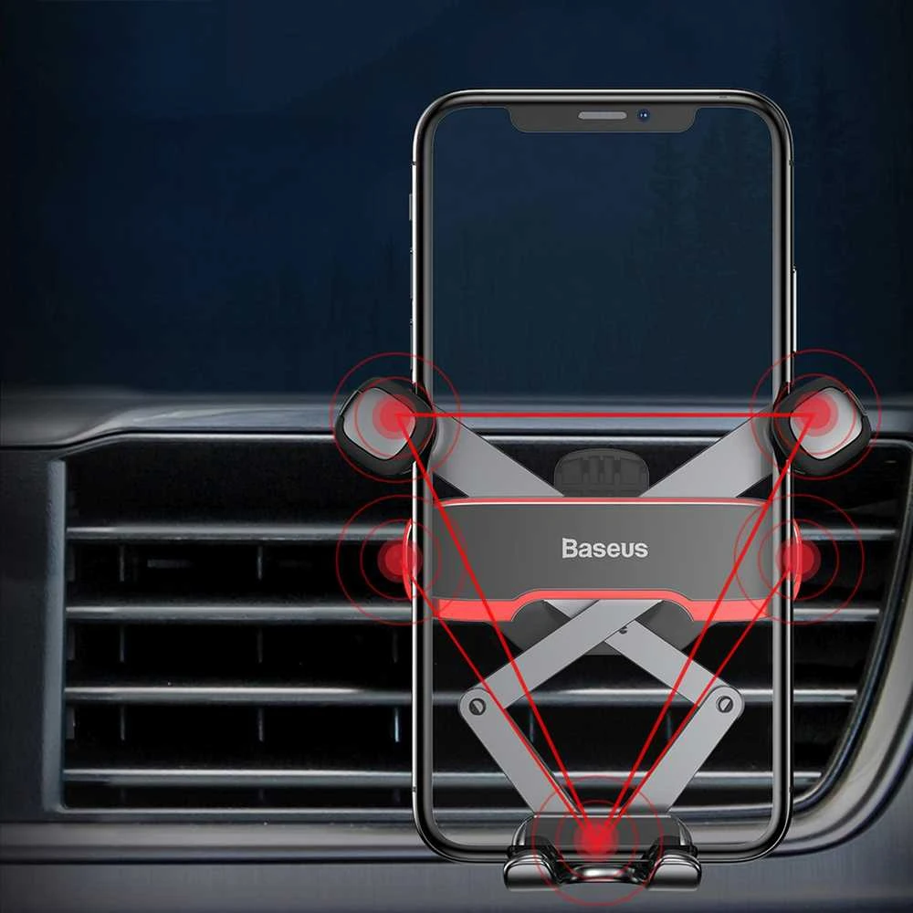 Baseus automobilinis laikiklis Mr Hui juodas, skirtas tvirtinti prie automobilio grotelių