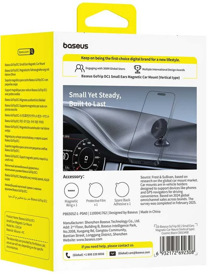Baseus Automobilinis magnetinis laikiklis telefonams GoTrip DC1, juodas