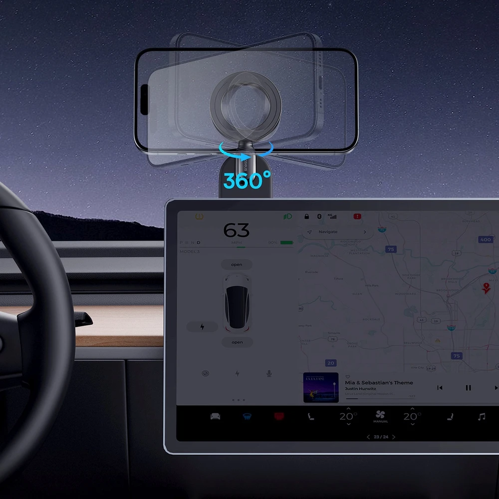 Baseus „MagSafe“ magnetinis automobilio išmaniojo telefono laikiklis prietaisų skydeliui – juodas