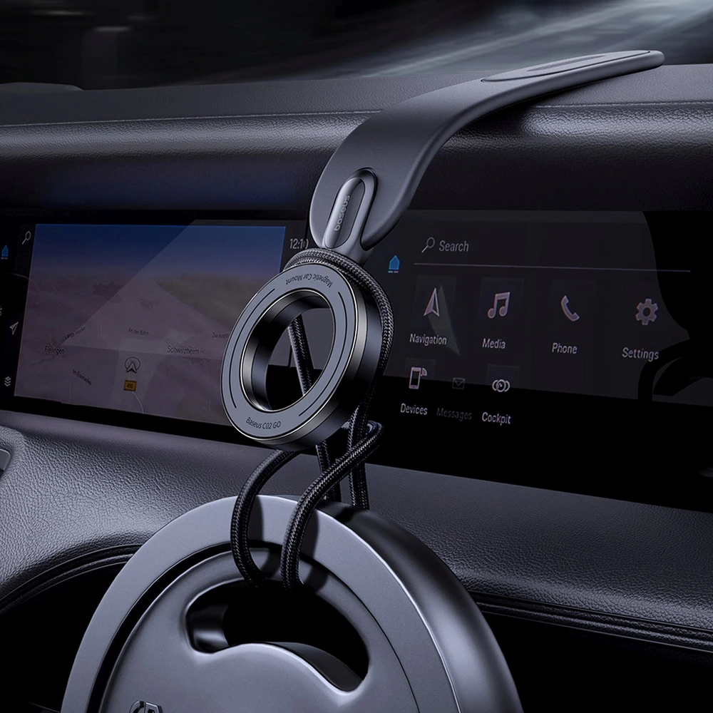 Baseus „MagSafe“ magnetinis automobilio išmaniojo telefono laikiklis prietaisų skydeliui – juodas