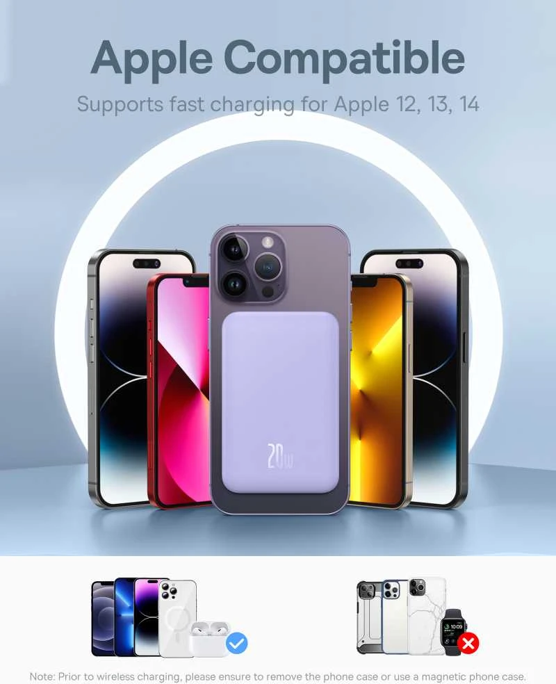 Magnetinis Mini Powerbank Baseus 5000mAh 20W (violetinė)