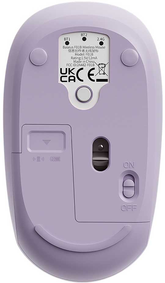 Belaidė pelė Baseus F01B Tri-mode 2.4G BT 5.0 1600 DPI (violetinė)