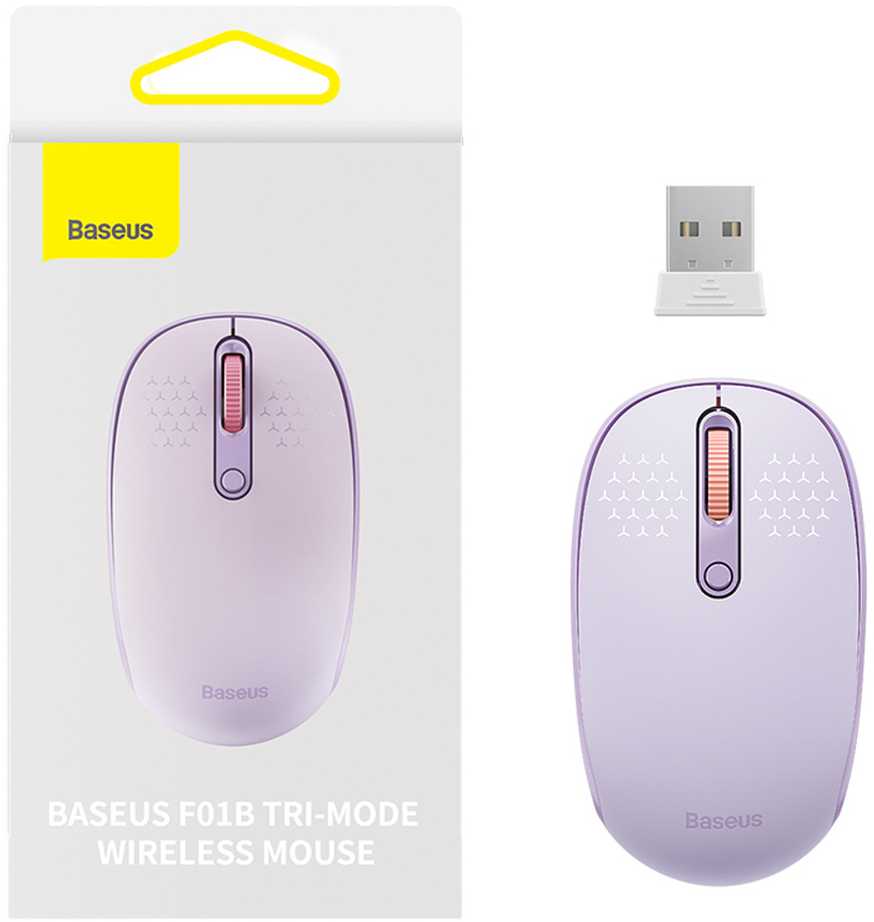 Belaidė pelė Baseus F01B Tri-mode 2.4G BT 5.0 1600 DPI (violetinė)