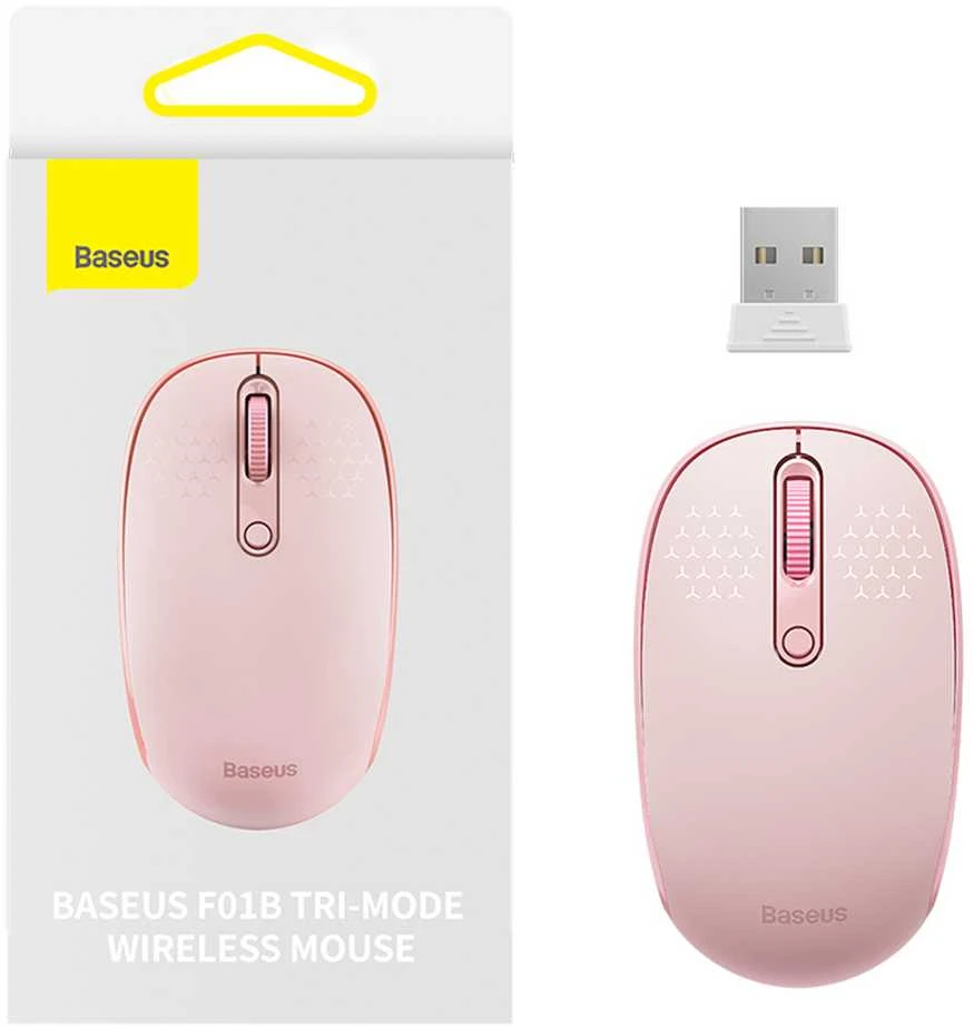 Belaidė pelė Baseus F01B Tri-mode 2.4G BT5.0 1600 DPI (rožinė)