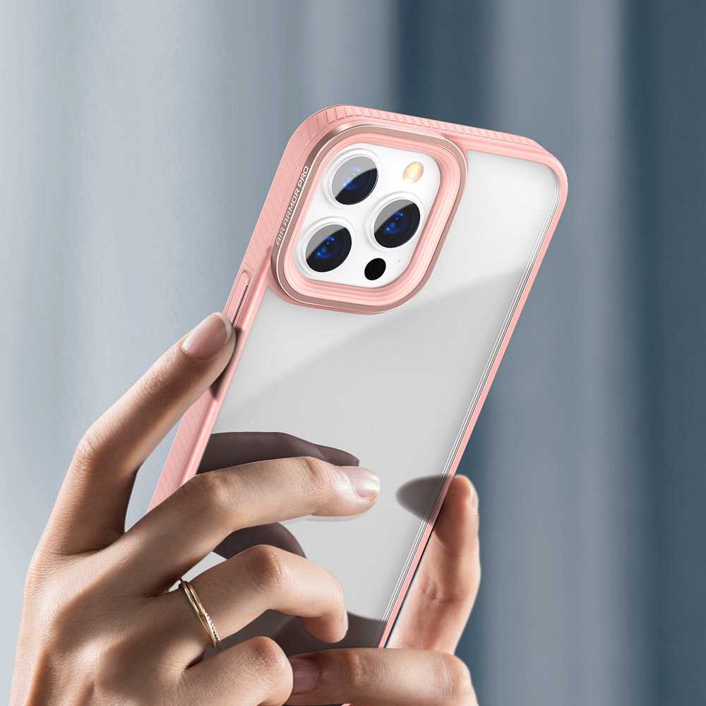 Dėklas Baseus Crystal átlátszó tok iPhone 13 Pro prietaisas (rózsaszín)