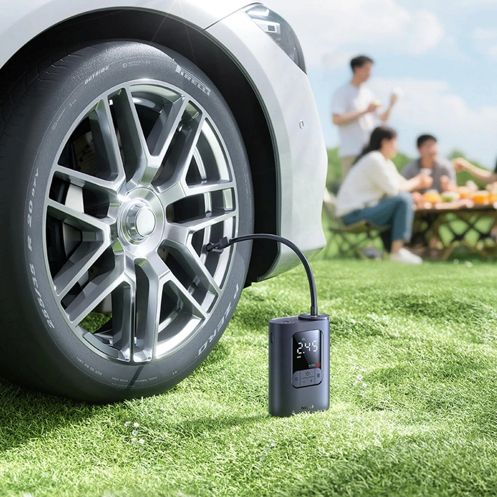 Automobilinis mini kompresorius, max 150 PSI belaidis (su akumuliatoriumi) VA1 GoTrip Dark Gray 2500mAh 11.1V 27.75Wh, Baseus