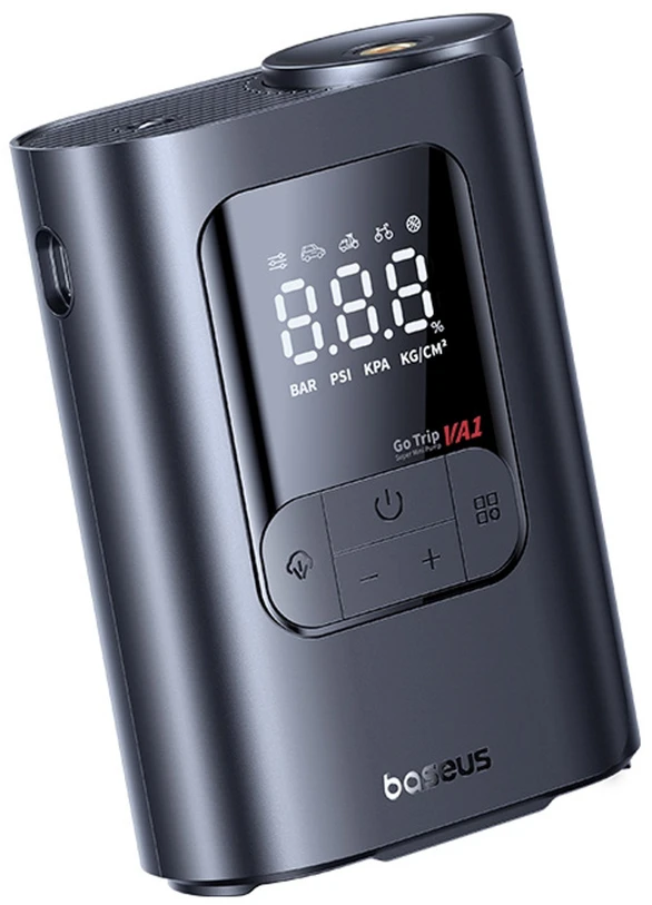 Automobilinis mini kompresorius, max 150 PSI belaidis (su akumuliatoriumi) VA1 GoTrip Dark Gray 2500mAh 11.1V 27.75Wh, Baseus