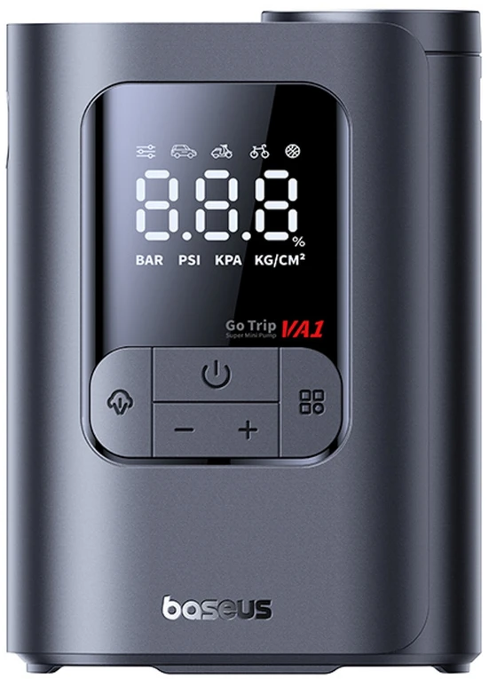 Automobilinis mini kompresorius, max 150 PSI belaidis (su akumuliatoriumi) VA1 GoTrip Dark Gray 2500mAh 11.1V 27.75Wh, Baseus