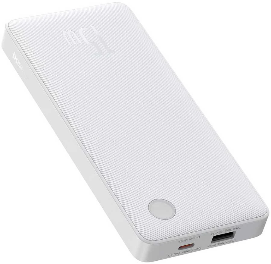 LiPo išorinis akumuliatorius (PowerBank) 10000mAh 15W USB + USB-C Airpow Lite baltas BASEUS