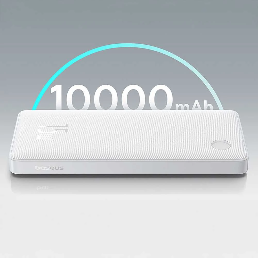LiPo išorinis akumuliatorius (PowerBank) 10000mAh 15W USB + USB-C Airpow Lite baltas BASEUS