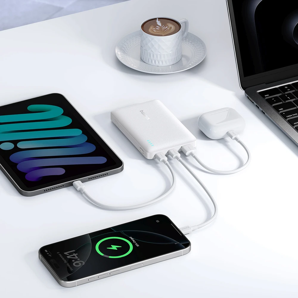 Baseus EnerFill FP21 10000 mAh USB-A USB-C 22.5W balta