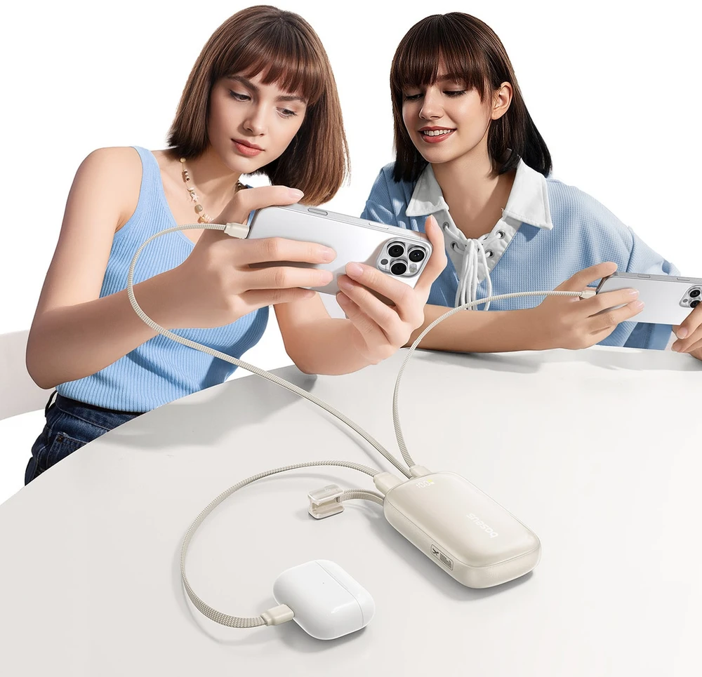 Baseus EnerFill FC21 Qpow 3 Ultra 10000mAh 45W Power Bankas su skaitmeniniu ekranu ir nuimamu USB-C - Lightning kabeliu - Titano