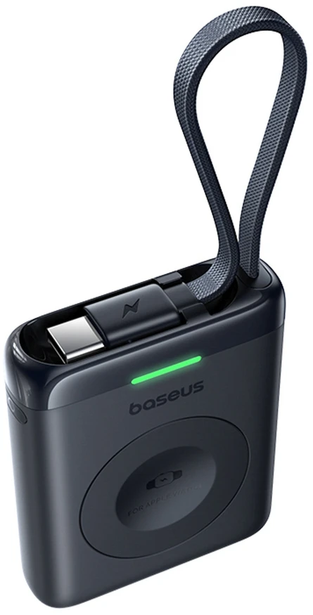 „Baseus EnerFill FW11“ išorinė baterija 1640 mAh 5W, skirta „Apple Watch“ su integruotu laidu - juoda