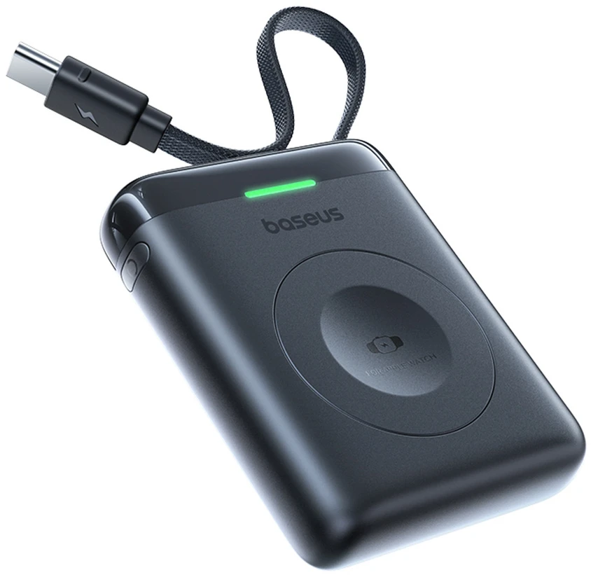 „Baseus EnerFill FW11“ išorinė baterija 1640 mAh 5W, skirta „Apple Watch“ su integruotu laidu - juoda