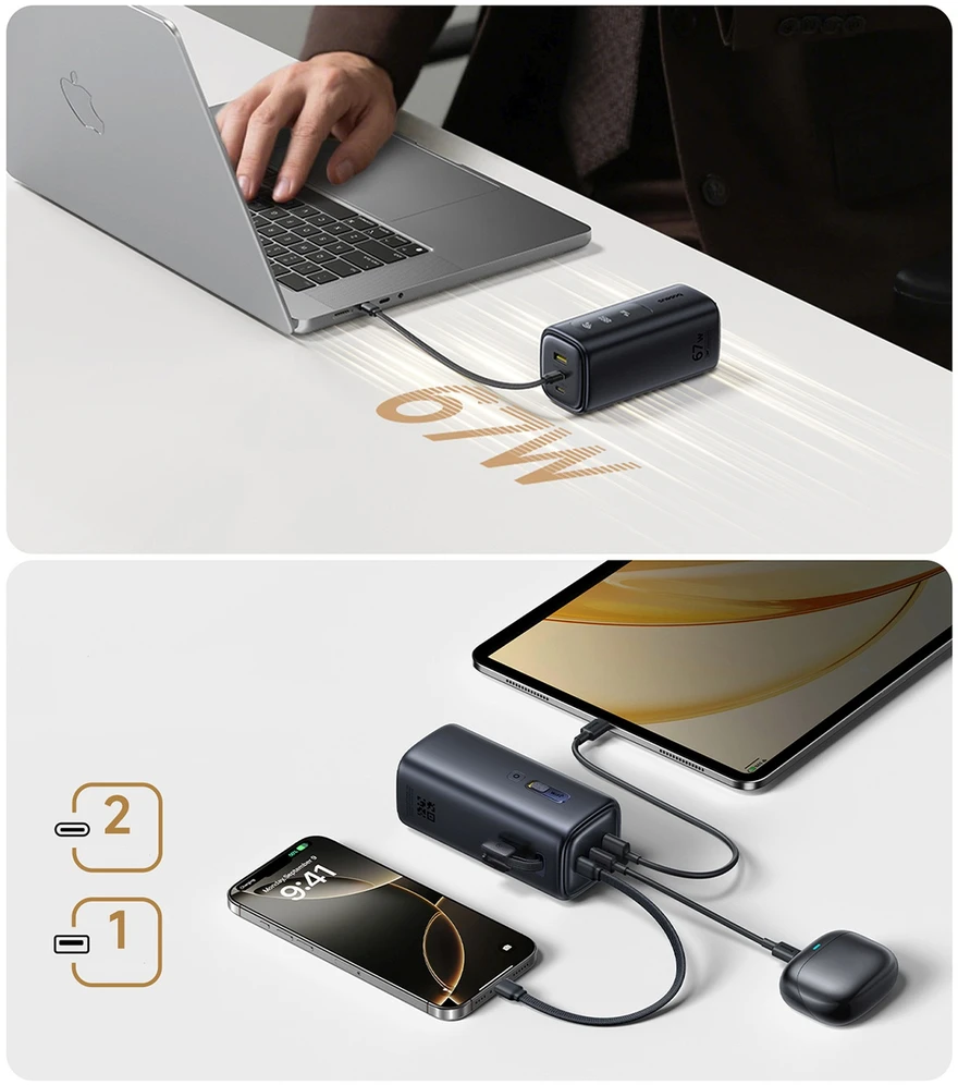 Baseus EnerGeek GX11 MiFi su funkcija Wi-Fi 20000 mAh 67W juoda