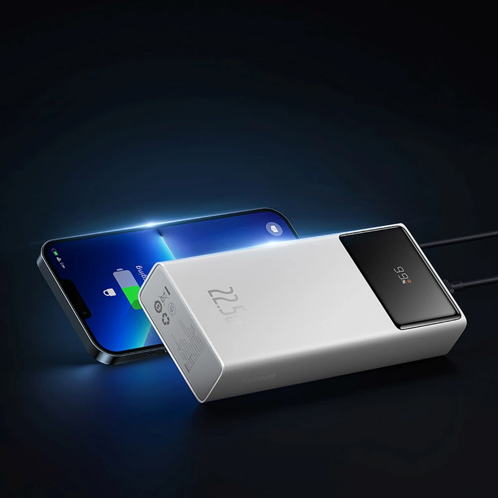 „Baseus Star-Lord Powerbank“, 20 000 mAh, 2 x USB, USB-C, 22,5 W (balta)