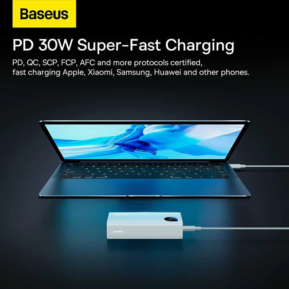 Greitas įkrovimas Power Bank Baseus Adaman2 10000mAh 30W Baltas
