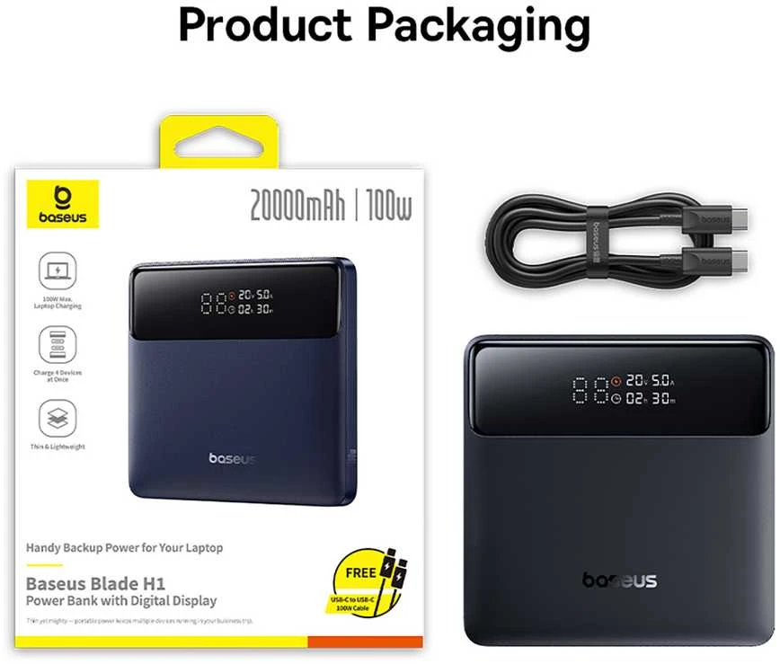 Baseus Blade H1 20000 mAh 100W juoda