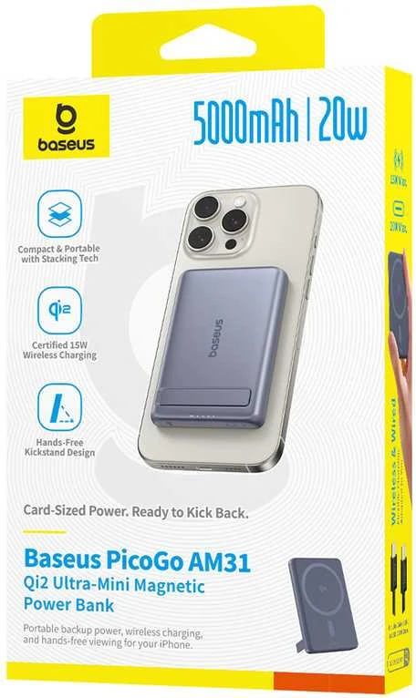 Baseus PicoGo AM31 Qi2 5000 mAh 20W pilka