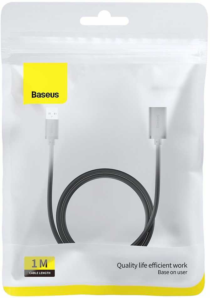 USB 2.0 prailginimo kabelis Baseus vyris į moterišką, AirJoy serija, 1.5 m (juodas)