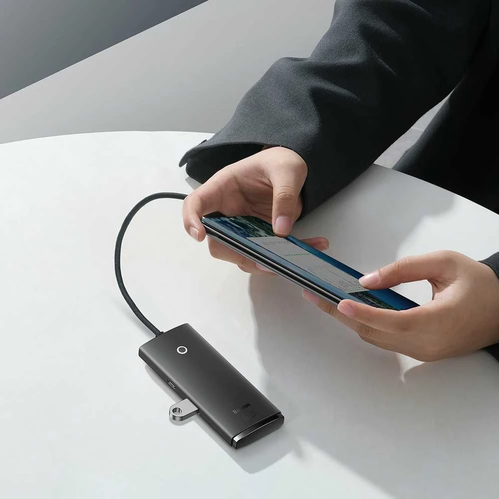 Baseus Šakotuvas USB-A 4 prievadų (USB 3.0) 25cm, juodas