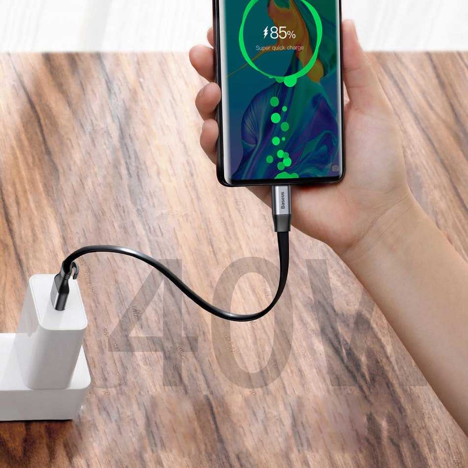 USB kabelis Baseus (CATMBJ-BG1) Type-C (40W) juodas 0.23M