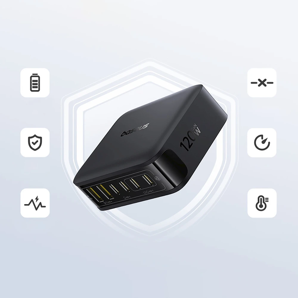 Baseus Įkrovimo stotelė EnerFill FH21 120W 2xUSB-A + 4xUSB-C 1.5m, juoda