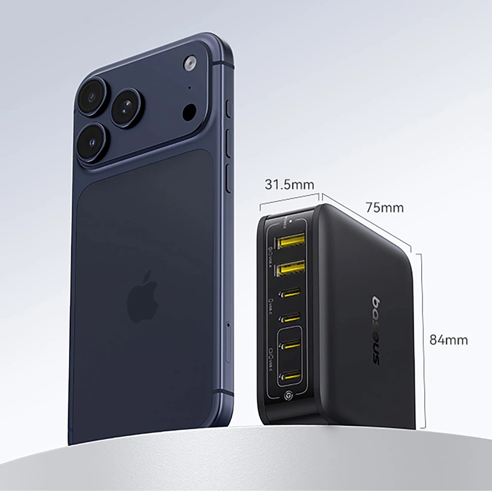 Baseus Įkrovimo stotelė EnerFill FH21 120W 2xUSB-A + 4xUSB-C 1.5m, juoda