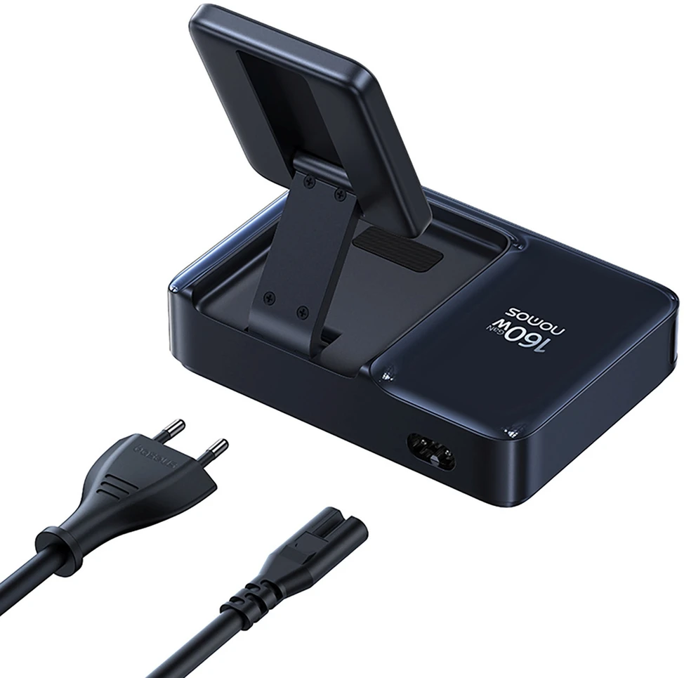 „Baseus Nomos NH21 Qi2 160W 5in1“ belaidis ausinės su ištraukiamu laidu - juoda