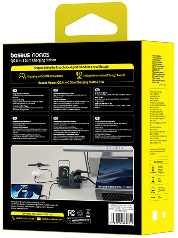 Baseus NOMOS ND11 67W 6-in-1 belaidžio įkrovimo stotelė su dviem AC lizdais - Juoda