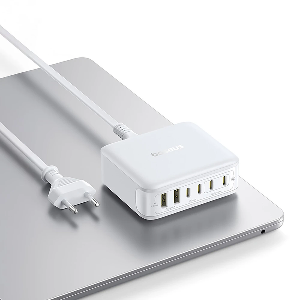 „Baseus EnerFill FH21“ 120 W įkrovimo stotelė, 4xUSB-C + 2xUSB-A - balta