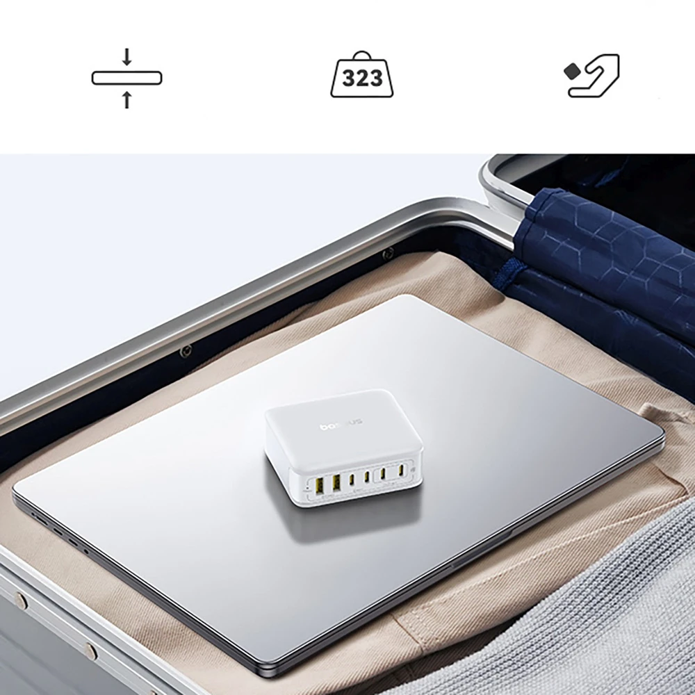 „Baseus EnerFill FH21“ 120 W įkrovimo stotelė, 4xUSB-C + 2xUSB-A - balta