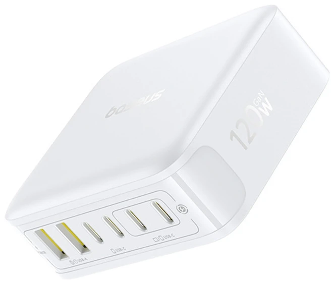 „Baseus EnerFill FH21“ 120 W įkrovimo stotelė, 4xUSB-C + 2xUSB-A - balta