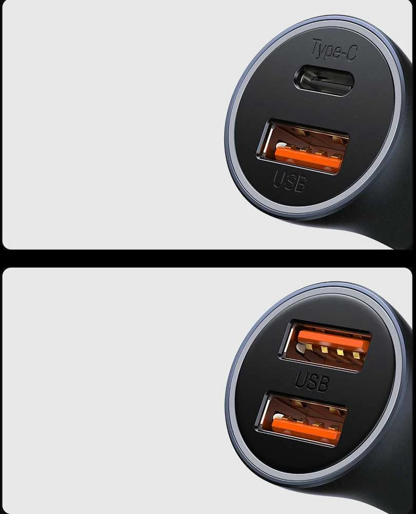 Baseus Golden Contactor Max greitasis automobilinis įkroviklis USB + C tipo USB 60 W, mėlynas (CGJM000103)