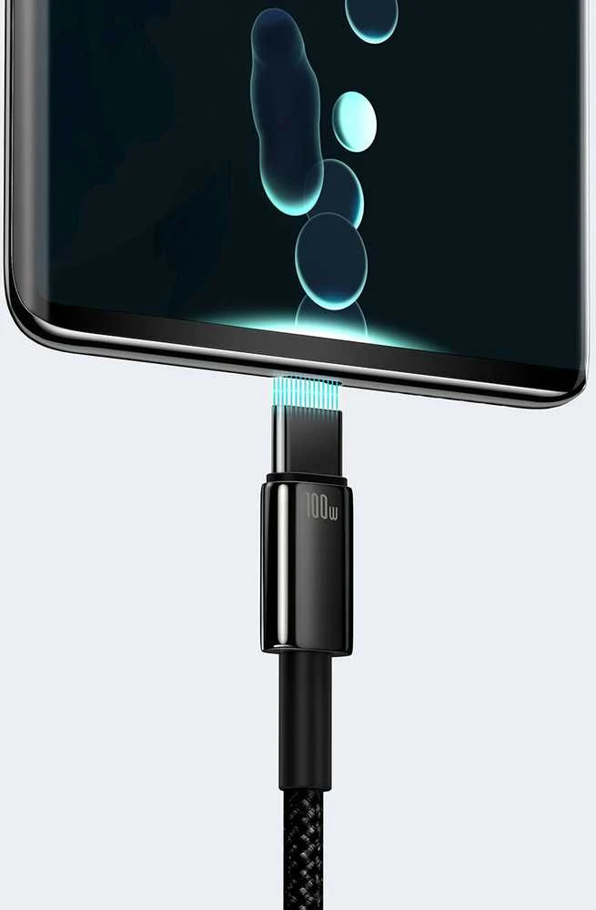 Baseus volframo auksinis kabelis USB prie USB-C, 100 W, 1 m (juodas)