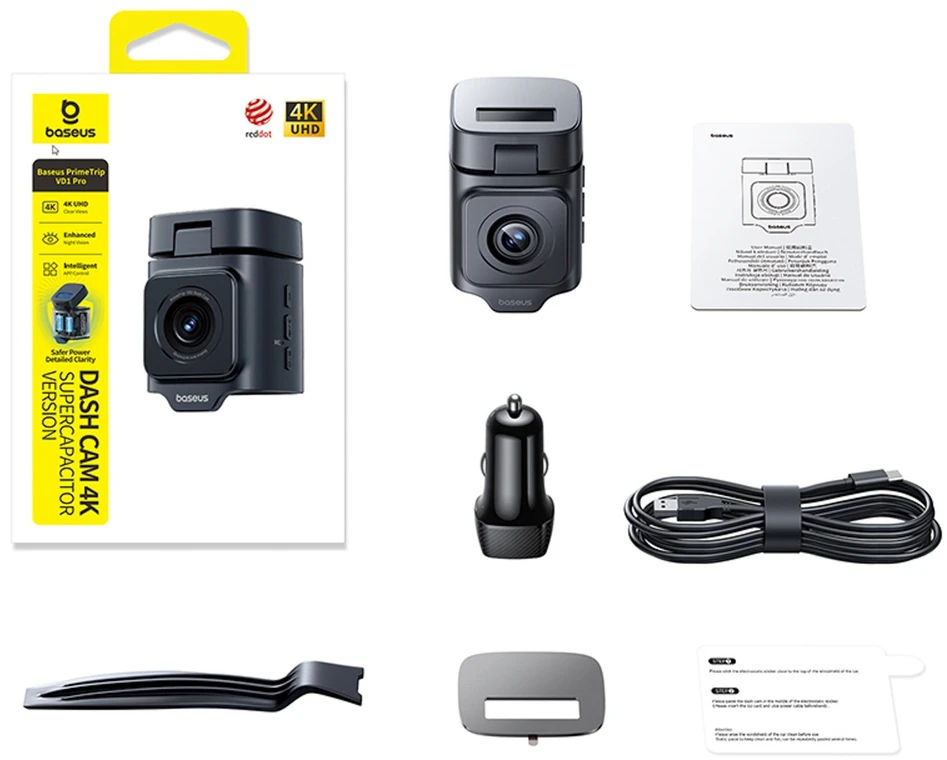 Baseus PrimeTrip VD1 Pro 4K Car DVR - juoda