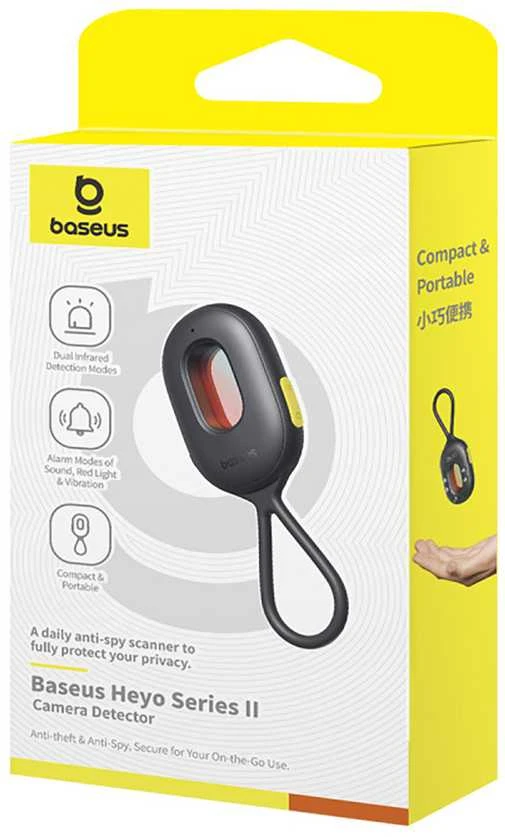Baseus Paslėptos kameros detektorius su mini žibintuvėliu ir signalizacija + USB-A - USB-C laidas - juodas