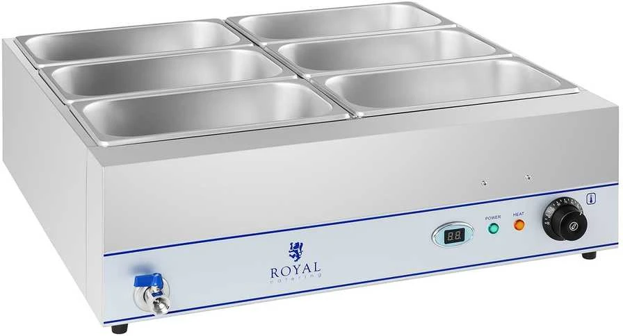 Bain marie vandens šildytuvas su čiaupu 6 x GN 1/3 2000W 230V Royal Catering