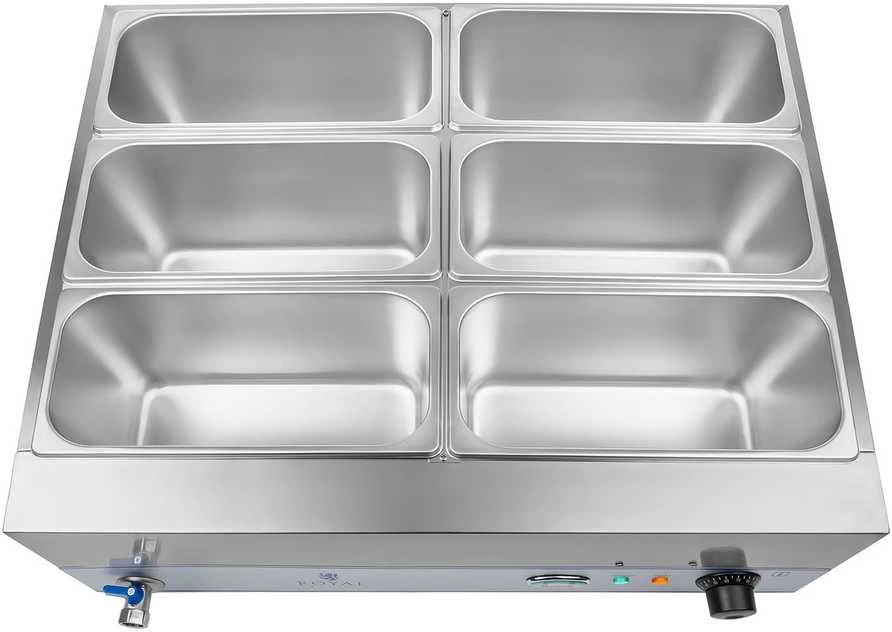 Bain marie vandens šildytuvas su čiaupu 6 x GN 1/3 2000W 230V Royal Catering
